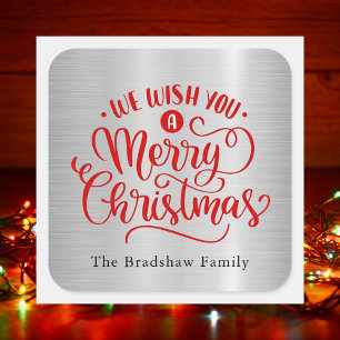 Modern Merry Christmas Simple Typography Square Sticker