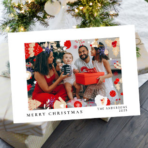 Modern Merry Christmas Single Photo Holiday Card