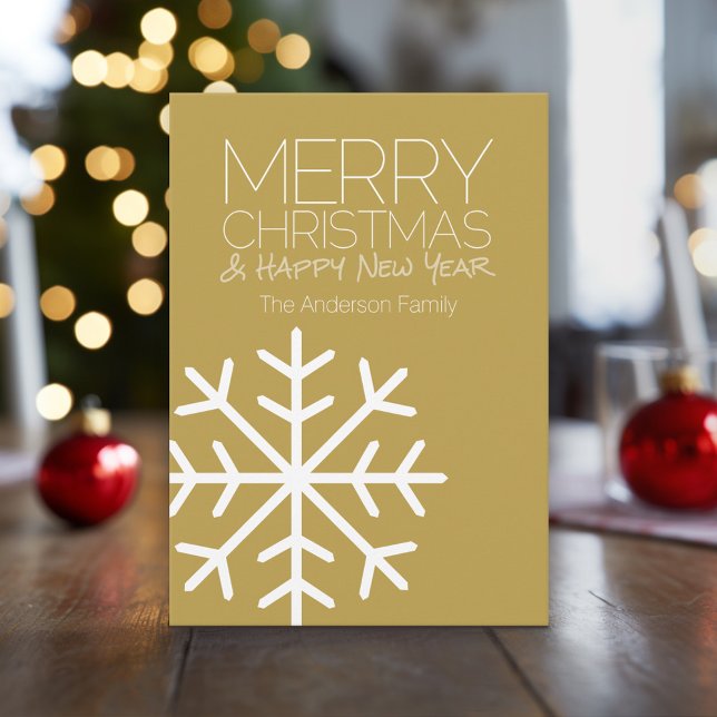 Modern Merry Christmas Snowflake - Non-photo Holiday Card (Modern, minimal Christmas Card - No Photo)