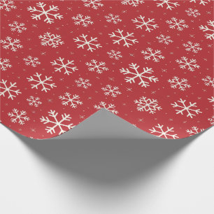 Modern Merry Christmas Snowflakes Pattern Red Wrapping Paper