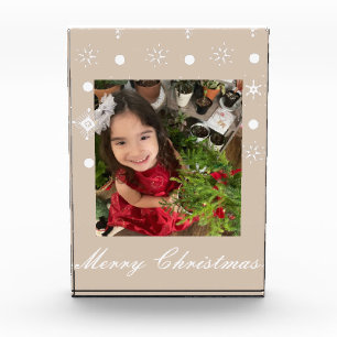 Modern Merry Christmas Snowflakes Script   Photo Block