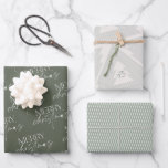 Modern Merry Christmas Tree Green Wrapping Paper Sheet<br><div class="desc">a beautiful way to wrap your christmas gifts. Featuring the first design with a merry christmas in a modern calligraphy and serif typography combination over a dark green backgorund. The second design a geometric christmas tree with a header that reads "from santa with love" in amodern calligraphy over a light...</div>