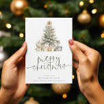 Modern Merry Christmas Tree Sage Script Holiday Card<br><div class="desc">Modern Merry Christmas Tree Sage Script. Available digitally and printed. Contemporary style. Merry Christmas is in an elegant set script in sage and the rest of the text you can easily personalise. You can chose any colours for text and background via the customise further option. Back is blank and perfect...</div>