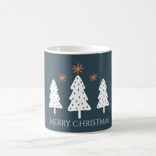 Modern Merry Christmas Trees and Stars Mug (Center)