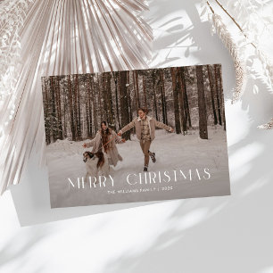 Modern Merry Christmas Trendy one photo family Holiday Card