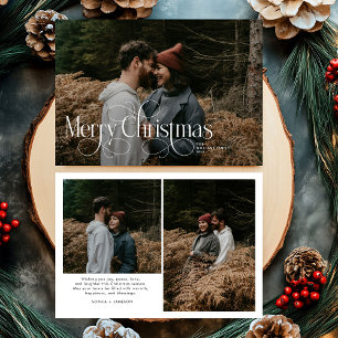 Modern Merry Christmas Trendy photo family  Holiday Card