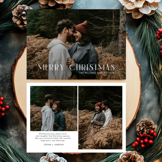 Modern Merry Christmas Trendy photo family  Holiday Card (Creator Uploaded)