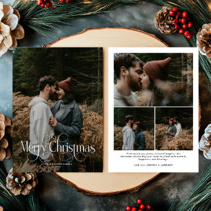 Modern Merry Christmas Trendy photo family  Holiday Card