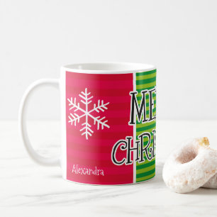 Modern Merry Christmas Typography Personalised Coffee Mug