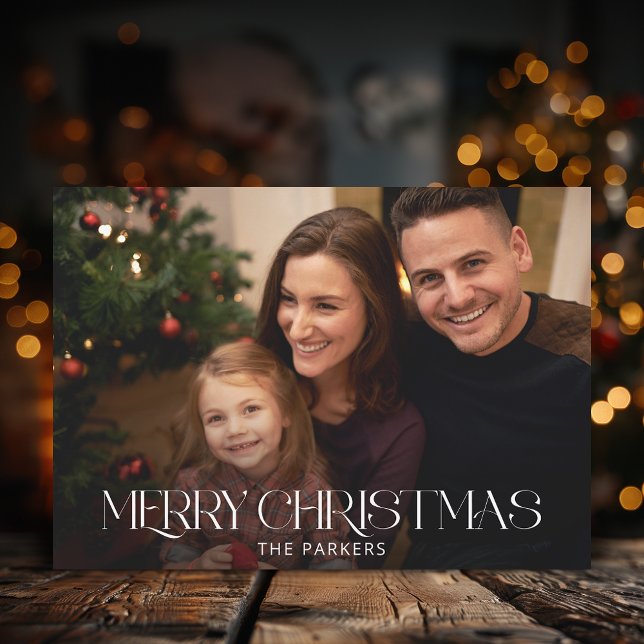 Modern Merry Christmas Typography Photo Holiday Card (Creator Uploaded)