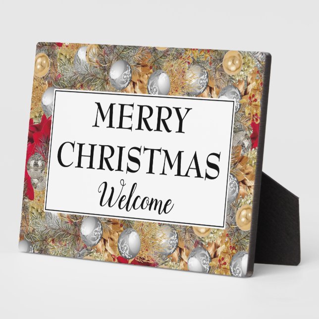 Modern MERRY CHRISTMAS Welcome Plaque (Side)