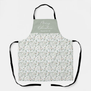 modern merry christmas winter family gift apron