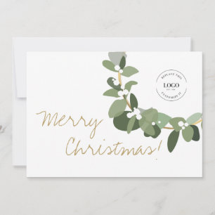 Modern Merry Christmas Wreath Green Holiday Card