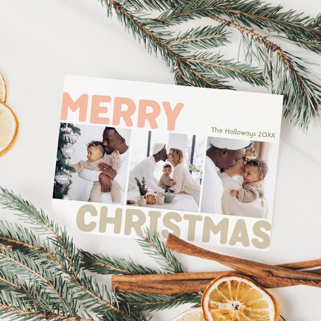 Modern Merry Christmas Year In Review 3 Photo  Holiday Card (Creator Uploaded)
