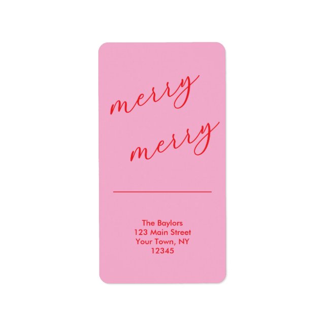 Modern Merry Elegant Script Christmas Holiday Label (Front)