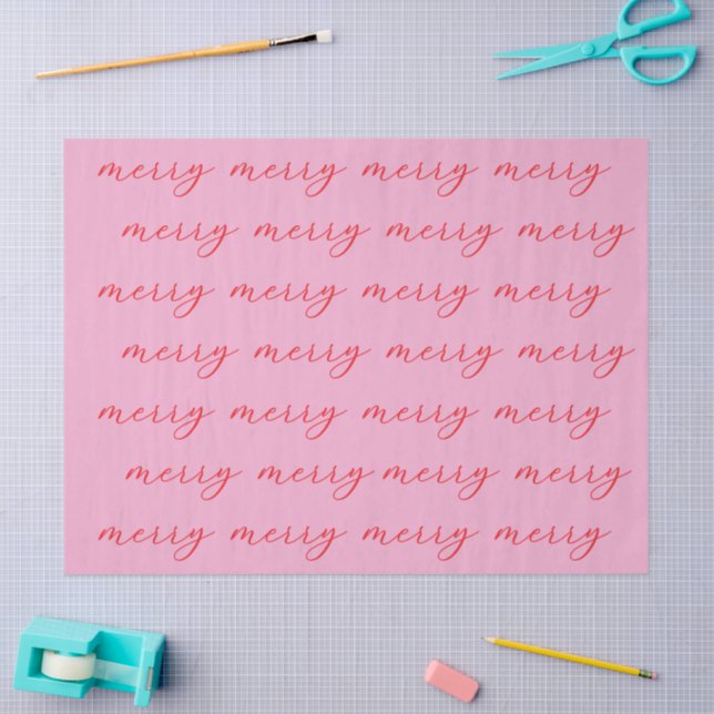 Modern Merry Elegant Script Christmas Holiday Tissue Paper (Craft)