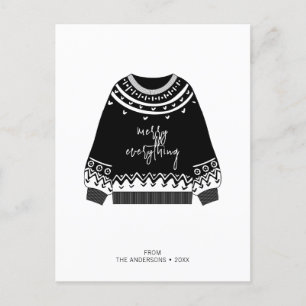 Modern Merry Everything Christmas Sweater Holiday Postcard