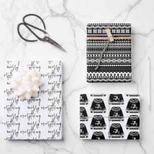 Modern Merry Everything Christmas Sweater Holiday Wrapping Paper Sheet