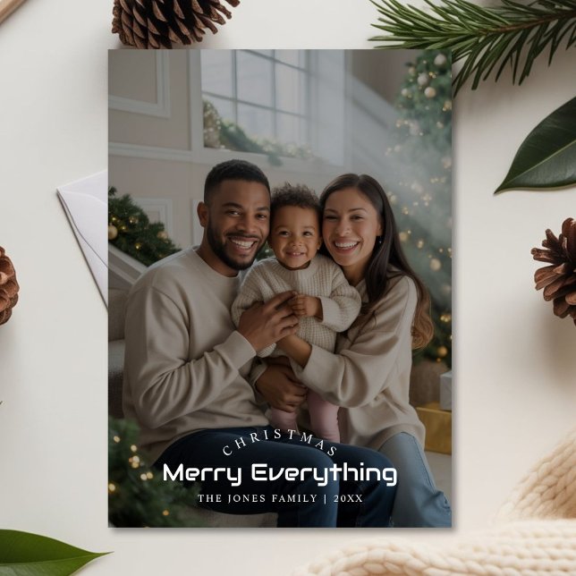 Modern Merry Everything Family Christmas Photo Car Holiday Card (Creator Uploaded)