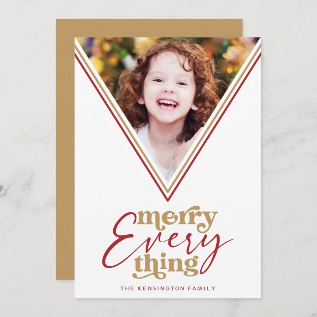 Modern Merry Everything Geometric Holiday Photo  (Front/Back)
