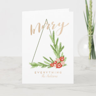 Modern Merry Everything Geometric Script Holiday Card