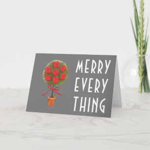 Modern Merry Everything Topiary Christmas  Holiday Card