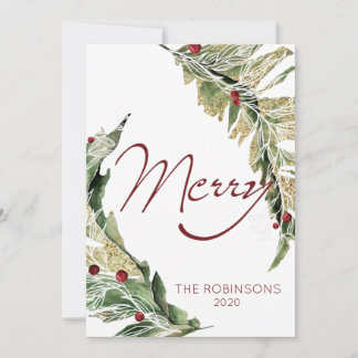 Modern & Merry in Snow White Holiday Card