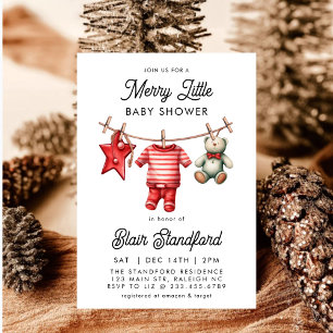 Modern Merry Little Christmas Baby Shower Invitation