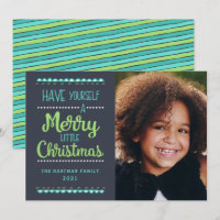 Modern Merry Little Christmas Cute Lime Photo