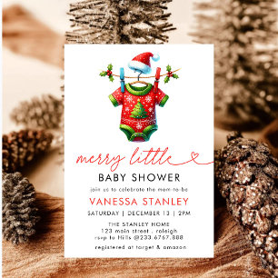 Modern Merry Little Christmas  Santa Baby Shower Invitation
