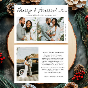 Modern Merry & Married Newlywed Photo Christmas Holiday Card