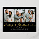 Modern Merry & Married Wedding Photo Christmas  Foil Holiday Postcard<br><div class="desc">Send festive holiday greetings with our Modern Merry & Married Wedding Photo Christmas Foil Holiday Postcard! Featuring a cherished wedding photo alongside the joyful Merry & Married message in sleek, modern typography, this postcard beautifully captures the warmth of your first holiday season as newlyweds. The clean, elegant design allows your...</div>