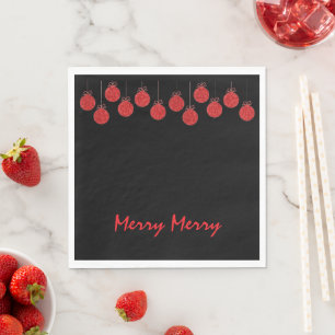 Modern Merry Red Ball Ornaments Christmas Party Napkin