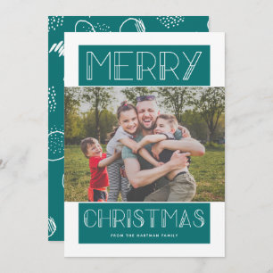 Modern Merry   Teal   Photo Holiday Card