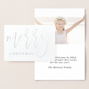 Modern Merry Typography with Two Photo Christmas Foil Card