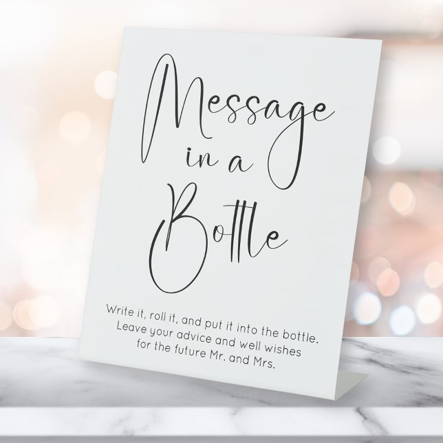 Modern Message In A Bottle Wedding Guest Book Pedestal Sign (Creator Uploaded)