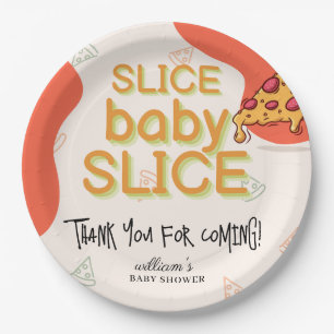 Modern Messy Slice Baby Slice Pizza Baby Shower Paper Plate