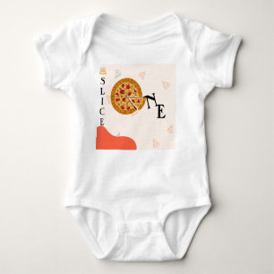 Modern Messy Slice Baby Slice Pizza T-shirt Baby Bodysuit