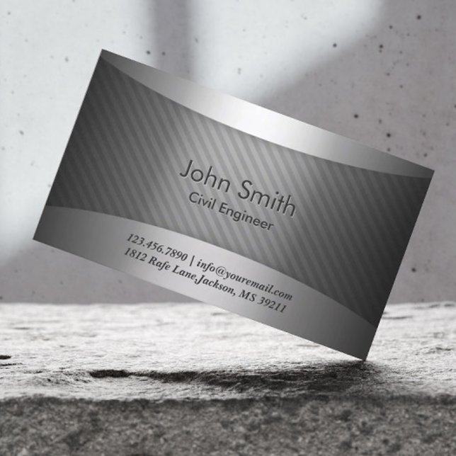 Modern Metal Civil Engineer Business Card (Creator Uploaded)