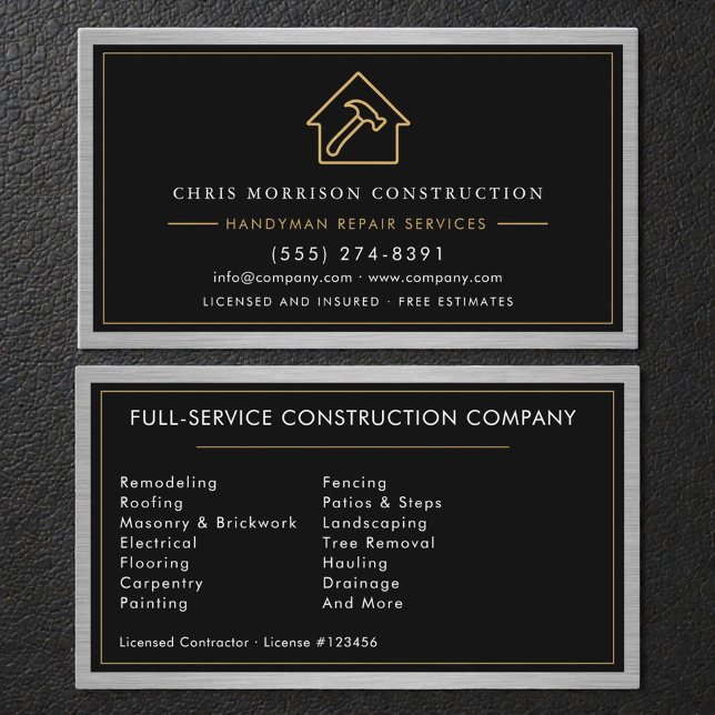 Modern Metal Construction Handyman Business Card (Creator Uploaded)