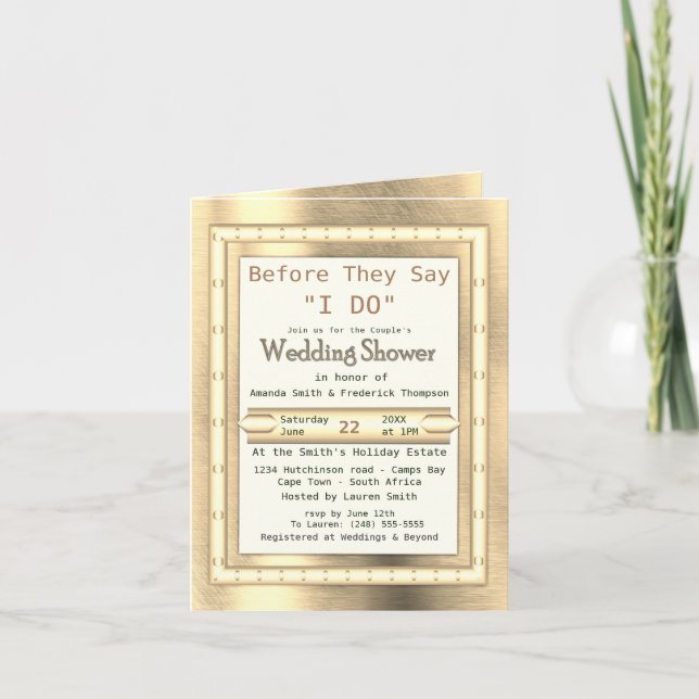 Modern Metal Texture Couple Shower Invitation (Front)