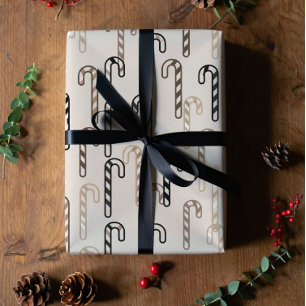 Modern metallic a candy canes wrapping paper sheet