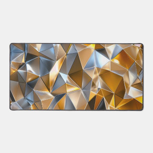 Modern Metallic Abstract Gold Silver Geometric Desk Mat