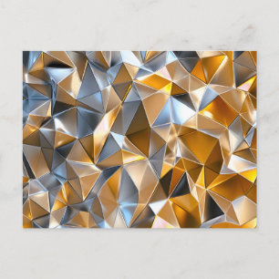 Modern Metallic Abstract Gold Silver Geometric Holiday Postcard