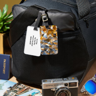 Modern Metallic Abstract Gold Silver Geometric Luggage Tag