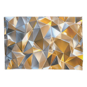 Modern Metallic Abstract Gold Silver Geometric Pillowcase