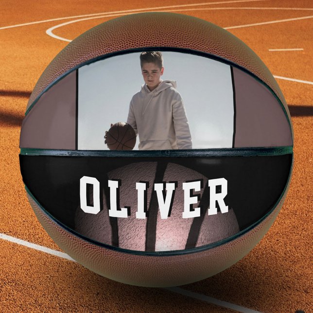 Modern Metallic Basketball Name Photo Basketball (Creator Uploaded)