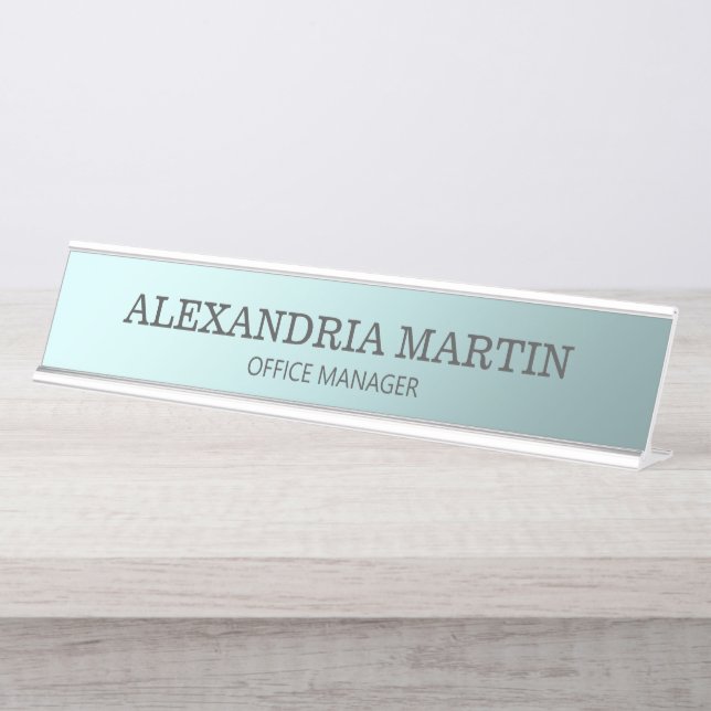 Modern Metallic Blue Name Job Title Door Sign (Front)