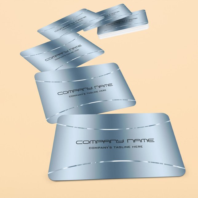 Modern Metallic Blue Stainless Steel Look 2 Business Card (Creator Uploaded)