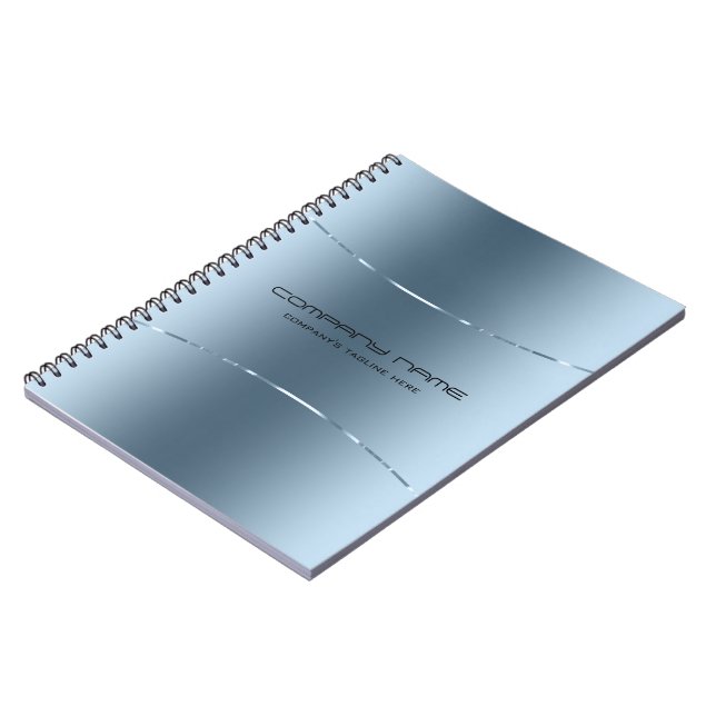 Modern Metallic Blue Stainless Steel Look 2 Notebook (Left Side)